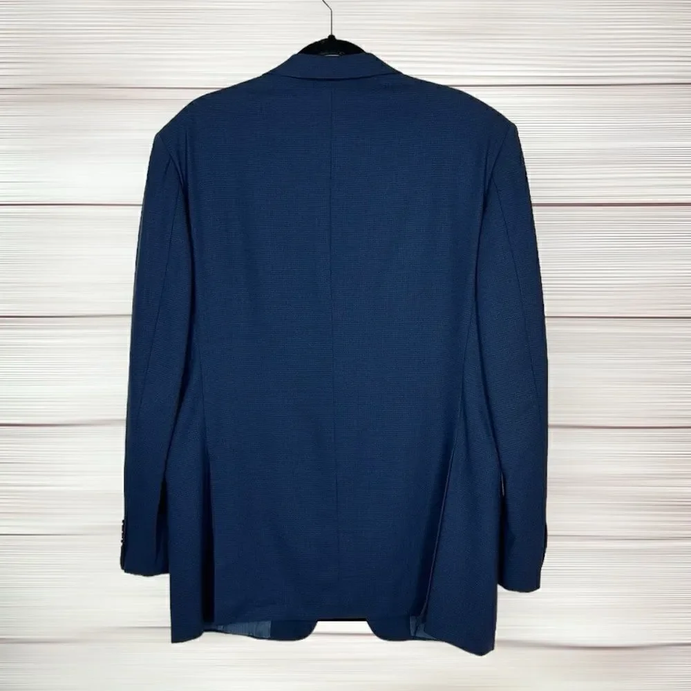 Pal Zileri Wool Blue Suit Jacket Blazer 3 Button Front Double Vented Italy 42L